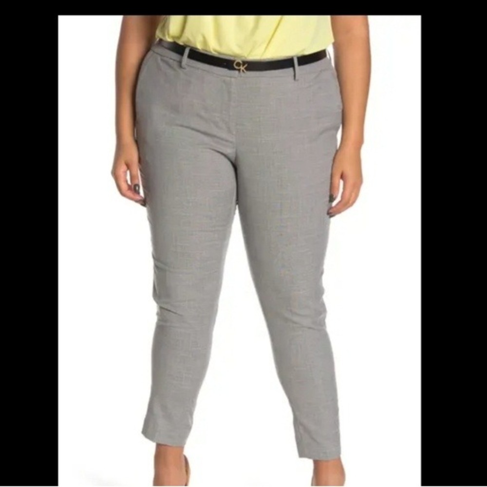 Calvin Klein Office Plus Size Women's Belted Slim Fit Trousers 14W NWT
